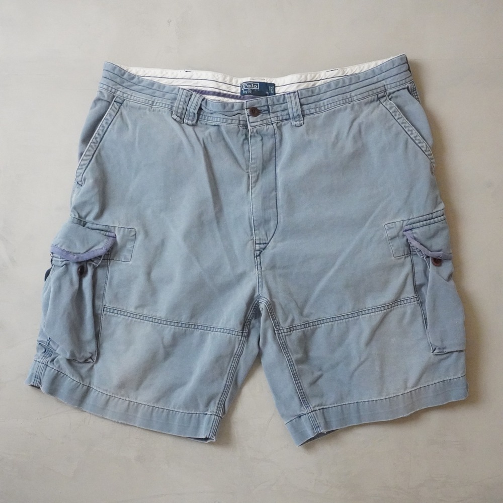 Vintage Polo Ralph Lauren Mens 44 Blue Classic Polo Chino Cargo Shorts Cotton